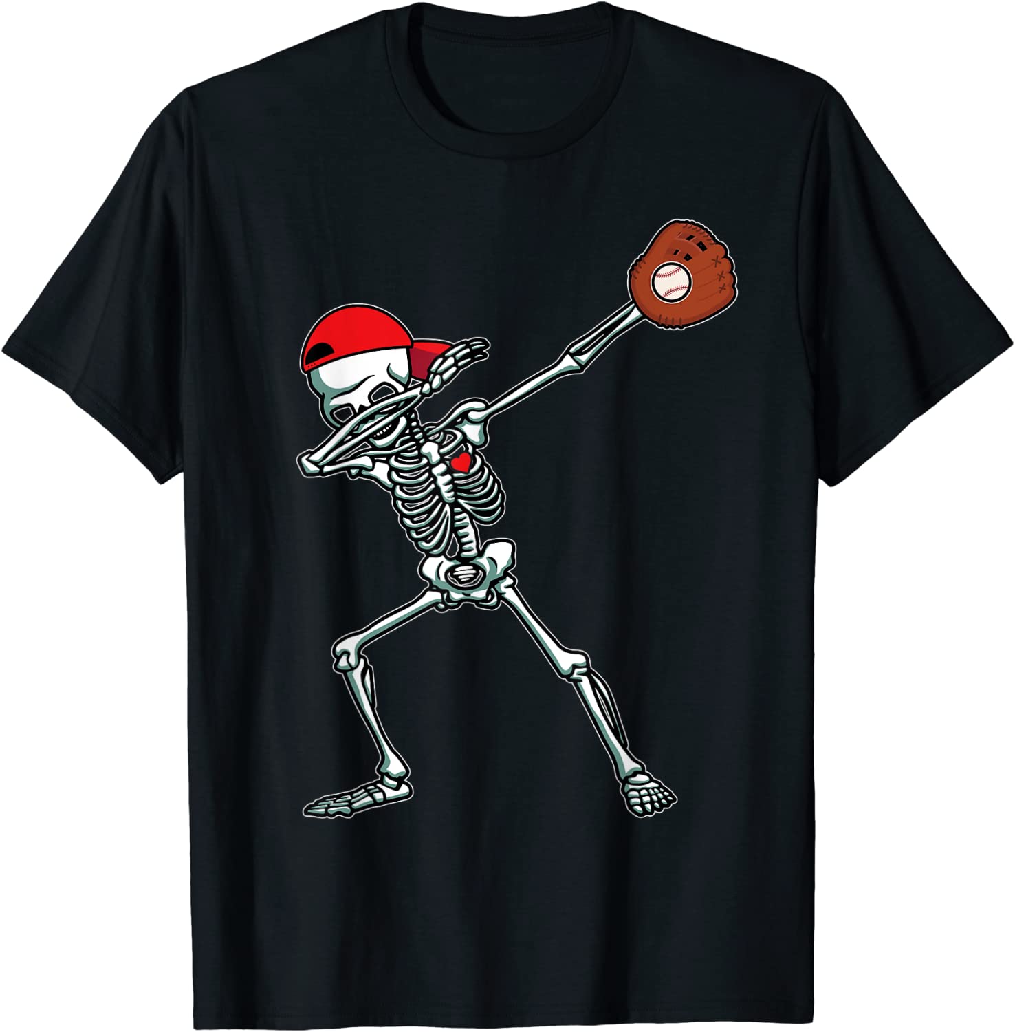 Skeleton Dabbing Baseball Design Tee Shirt
